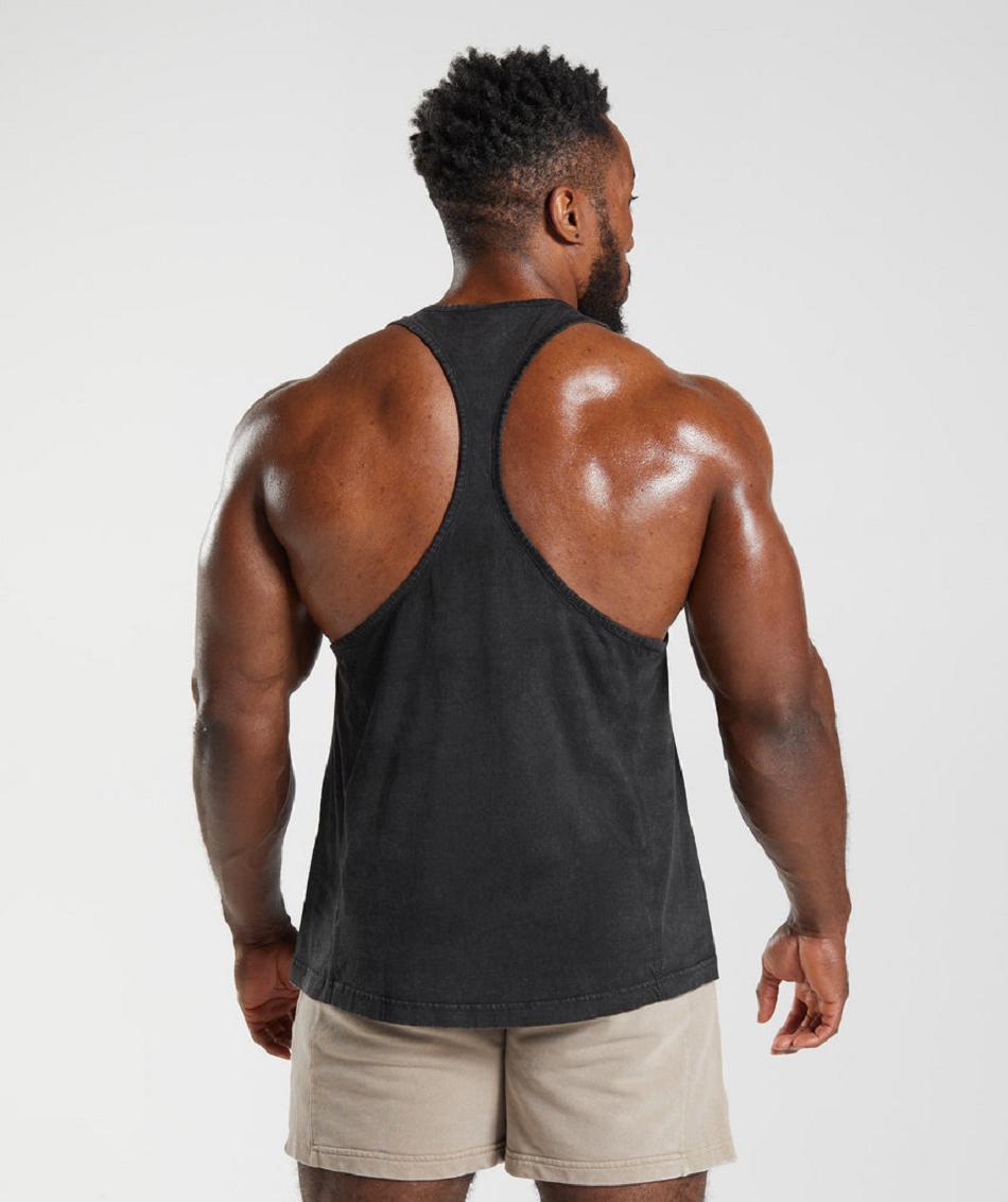 Gymshark Power Washed Muške Stringers Crne | HR 2596AHK